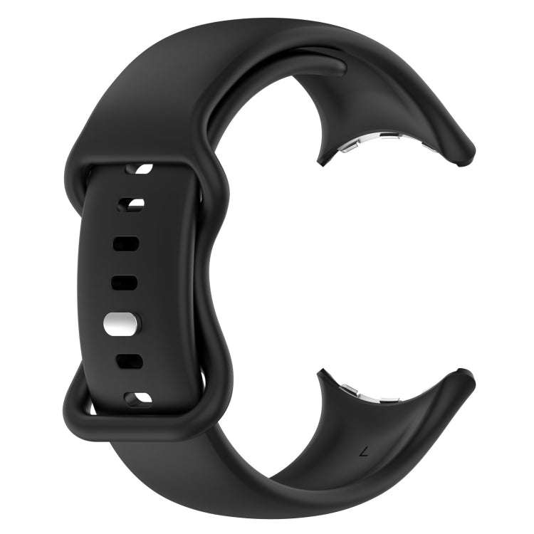For Google Pixel Watch 2 Solid Color Silicone Watch Band, Size:S Size(Black)