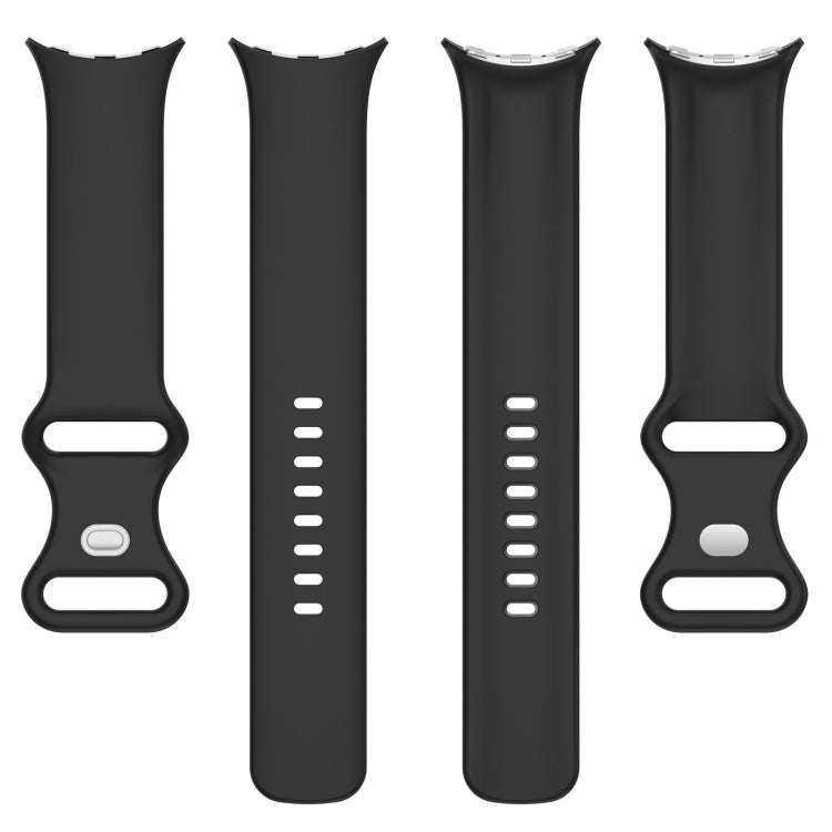 For Google Pixel Watch 2 Solid Color Silicone Watch Band, Size:S Size(Black)