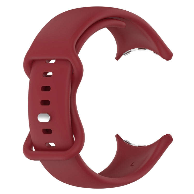 For Google Pixel Watch 2 Solid Color Silicone Watch Band, Size:S Size(Red)