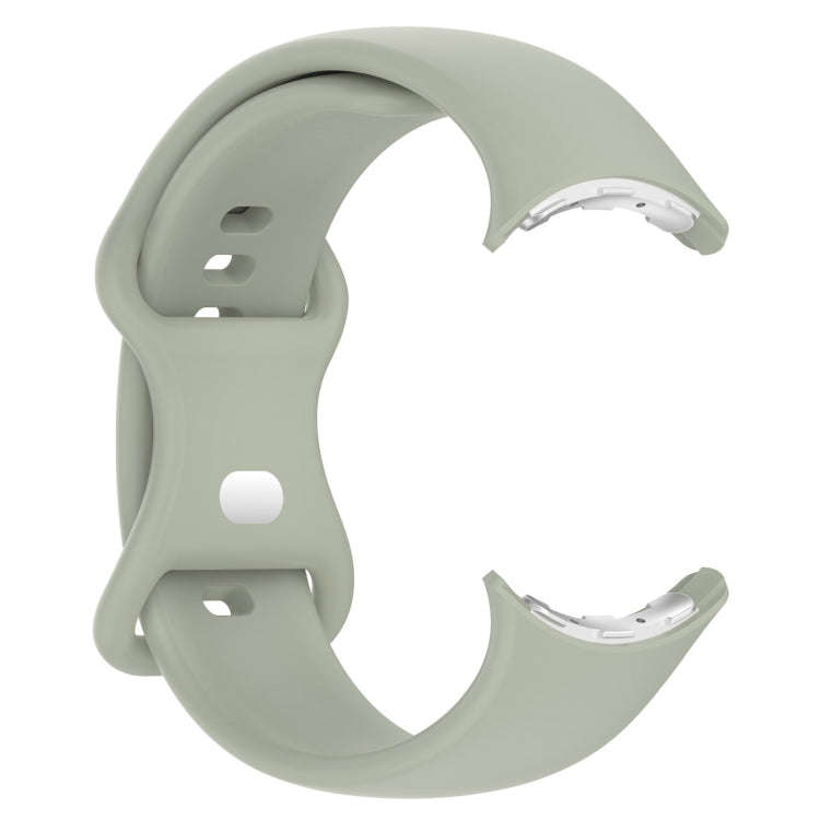 For Google Pixel Watch 2 Solid Color Silicone Watch Band, Size:S Size(Grey Green)
