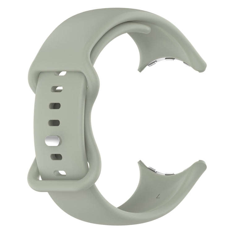 For Google Pixel Watch 2 Solid Color Silicone Watch Band, Size:S Size(Grey Green)