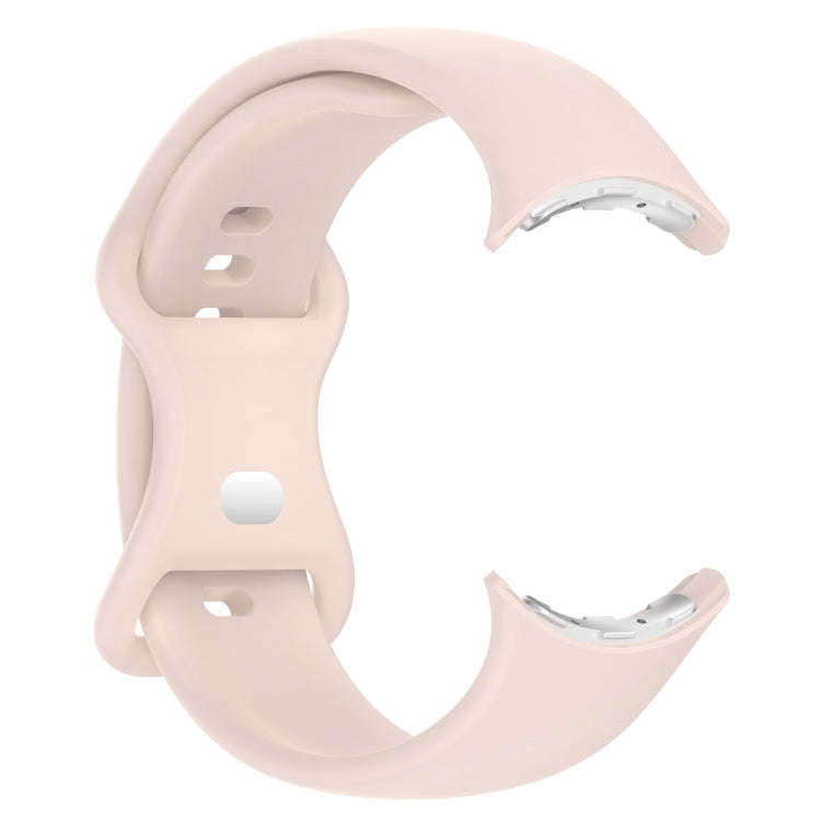 For Google Pixel Watch 2 Solid Color Silicone Watch Band, Size:S Size(Pink)