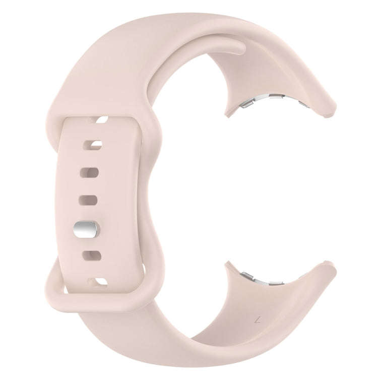 For Google Pixel Watch 2 Solid Color Silicone Watch Band, Size:S Size(Pink)