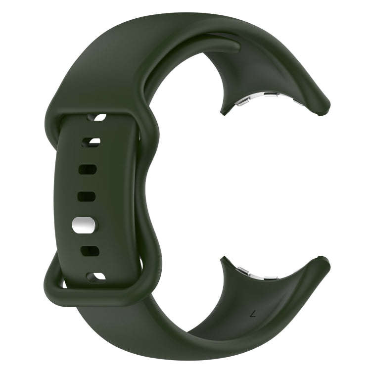 For Google Pixel Watch 2 Solid Color Silicone Watch Band, Size:S Size(Green)