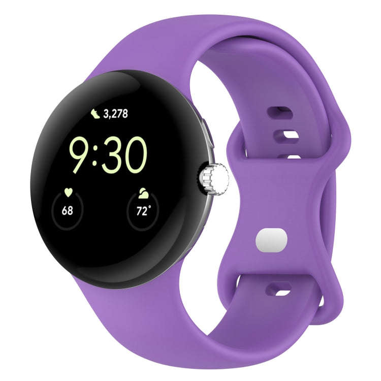 For Google Pixel Watch 2 Solid Color Silicone Watch Band, Size:S Size(Purple)