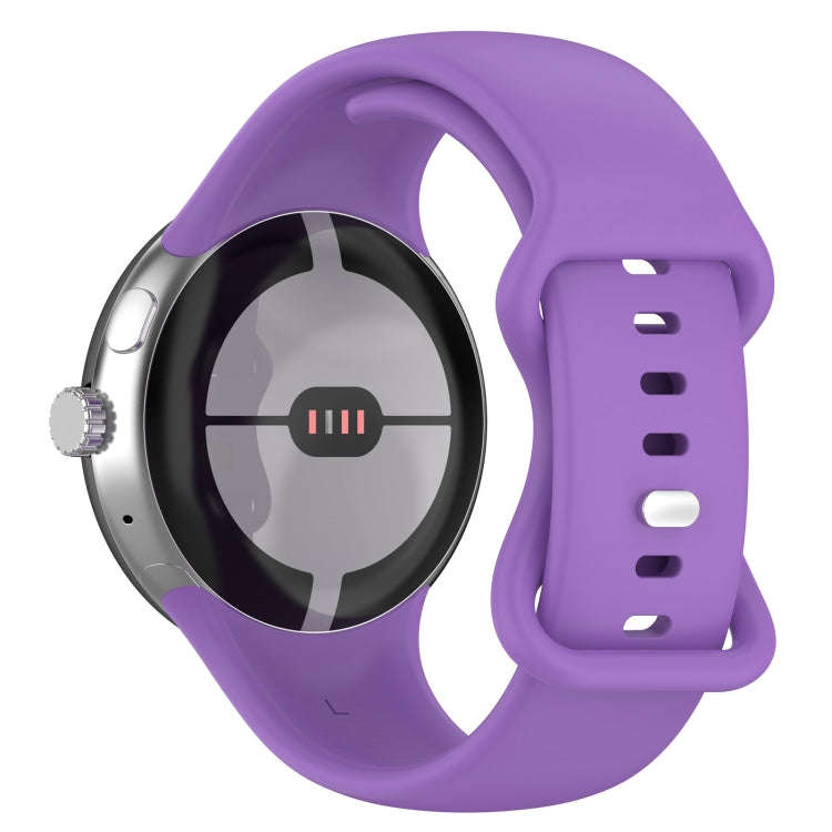 For Google Pixel Watch 2 Solid Color Silicone Watch Band, Size:S Size(Purple)