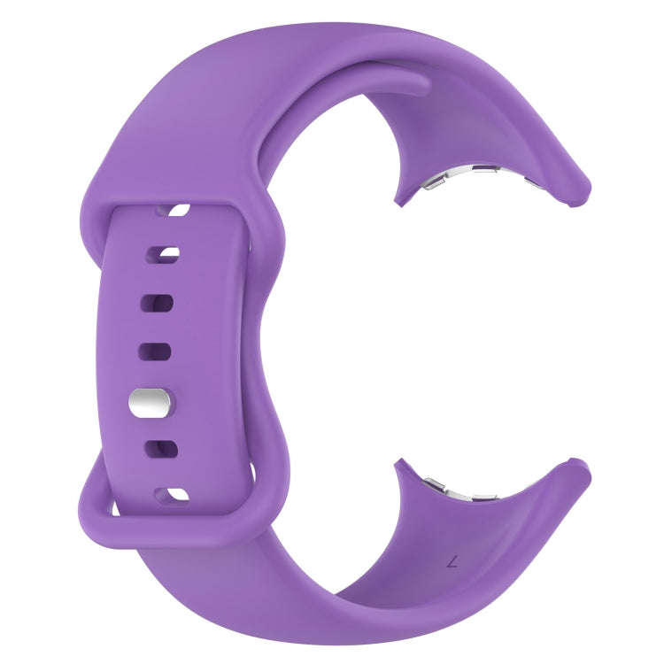 For Google Pixel Watch 2 Solid Color Silicone Watch Band, Size:S Size(Purple)