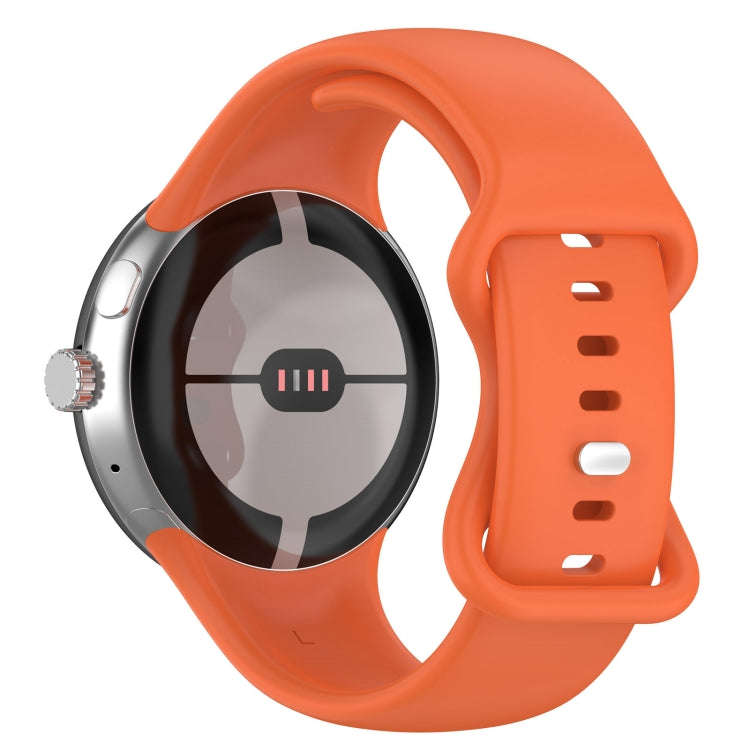 For Google Pixel Watch 2 Solid Color Silicone Watch Band, Size:L Size(Orange)