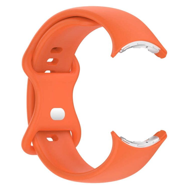 For Google Pixel Watch 2 Solid Color Silicone Watch Band, Size:L Size(Orange)