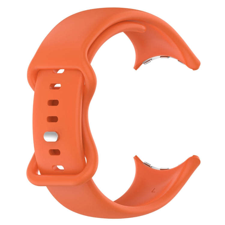 For Google Pixel Watch 2 Solid Color Silicone Watch Band, Size:L Size(Orange)