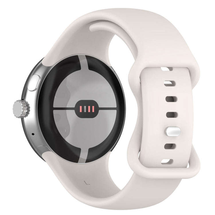 For Google Pixel Watch 2 Solid Color Silicone Watch Band, Size:L Size(Creamy White)