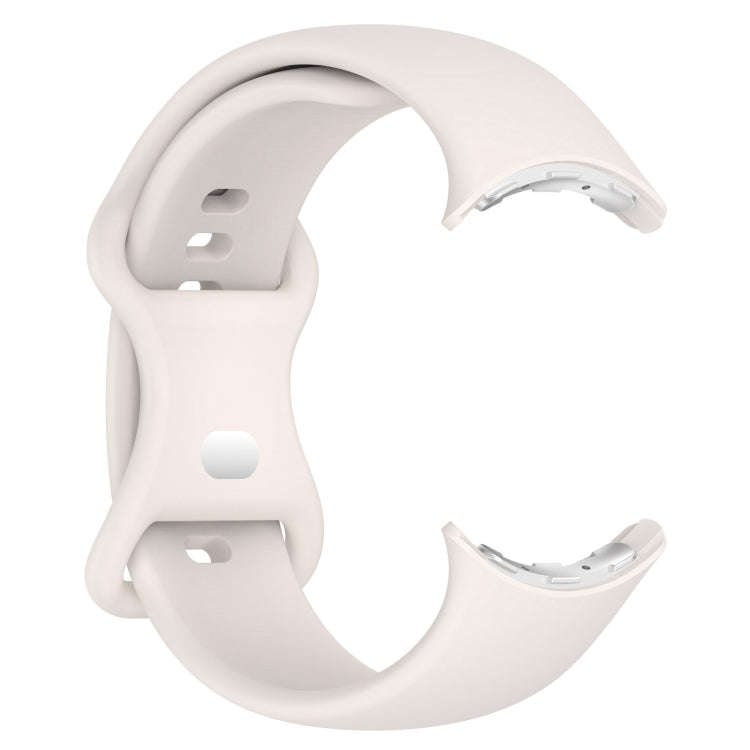 For Google Pixel Watch 2 Solid Color Silicone Watch Band, Size:L Size(Creamy White)