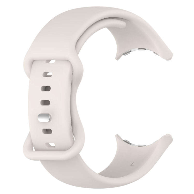 For Google Pixel Watch 2 Solid Color Silicone Watch Band, Size:L Size(Creamy White)