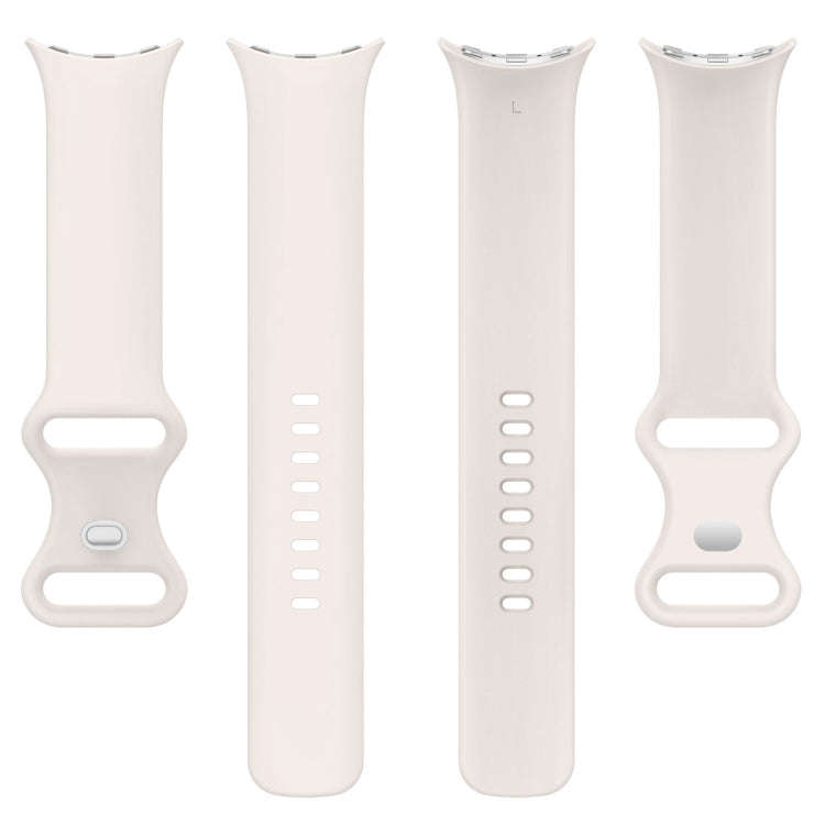 For Google Pixel Watch 2 Solid Color Silicone Watch Band, Size:L Size(Creamy White)
