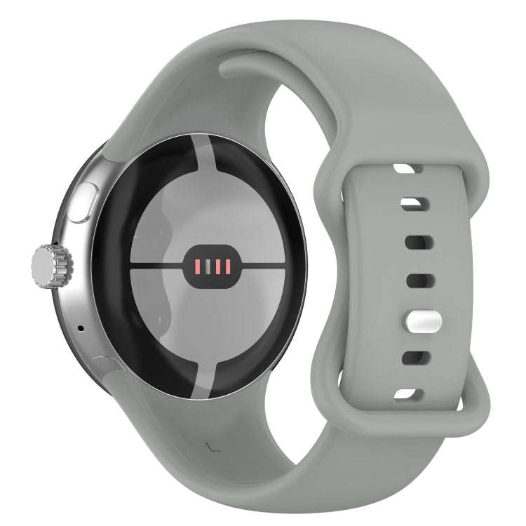 For Google Pixel Watch 2 Solid Color Silicone Watch Band, Size:L Size(Grey)