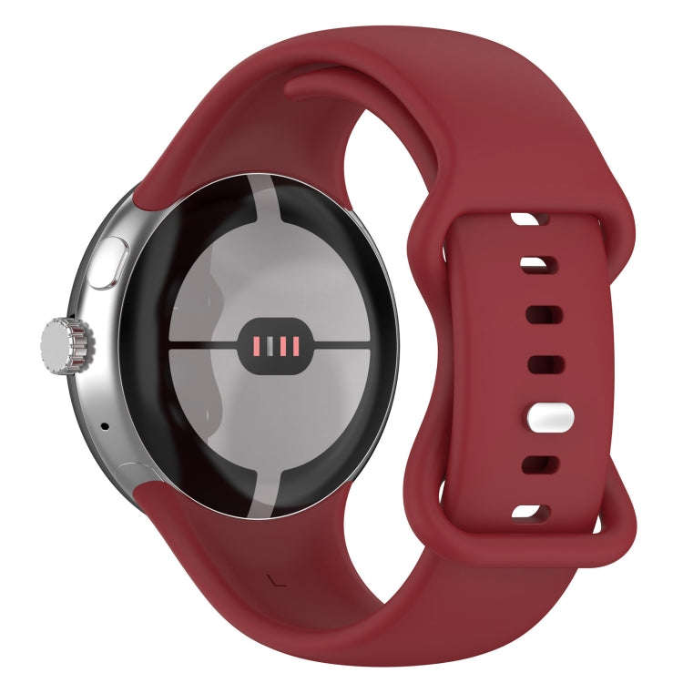 For Google Pixel Watch 2 Solid Color Silicone Watch Band, Size:L Size(Red)