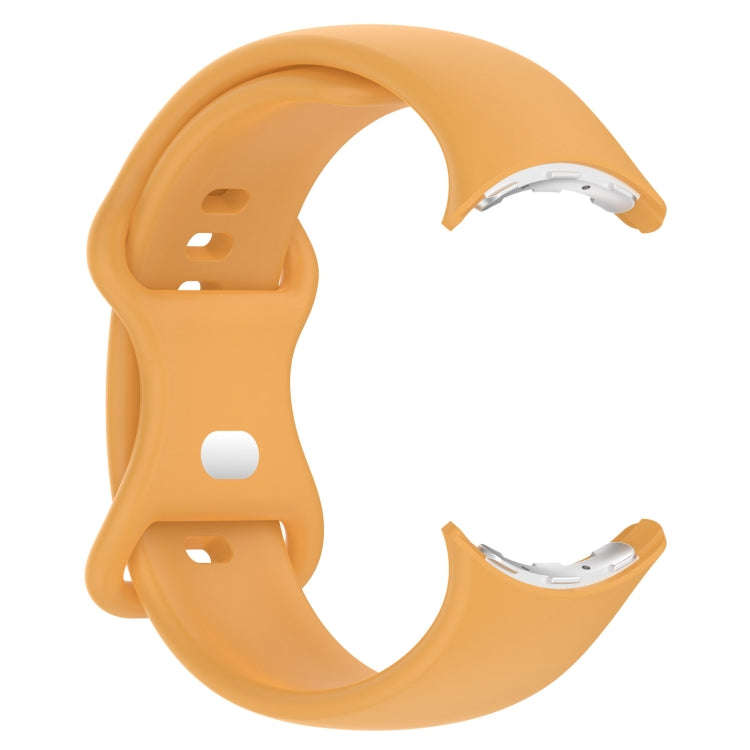 For Google Pixel Watch 2 Solid Color Silicone Watch Band, Size:L Size(Yellow)
