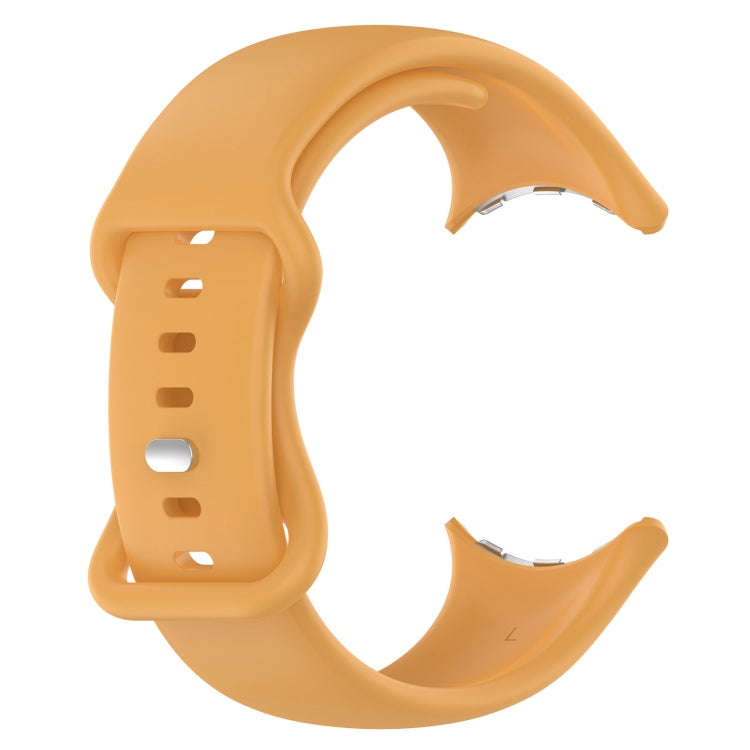 For Google Pixel Watch 2 Solid Color Silicone Watch Band, Size:L Size(Yellow)