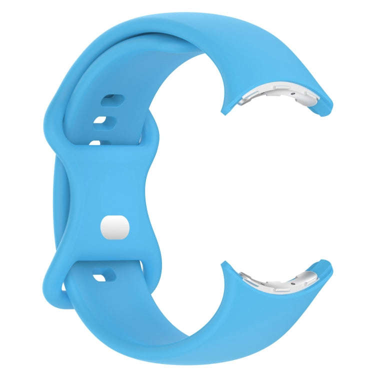 For Google Pixel Watch 2 Solid Color Silicone Watch Band, Size:L Size(Sky Blue)