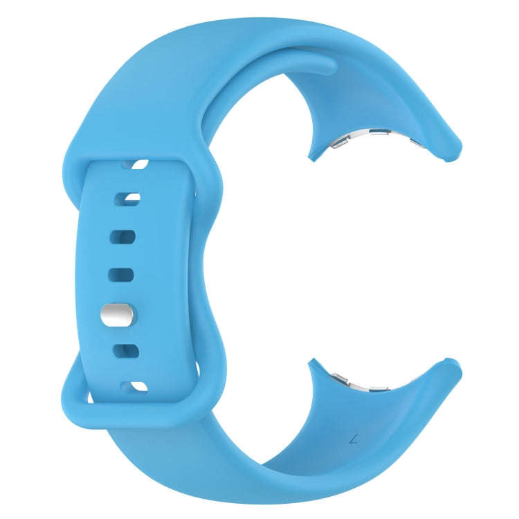 For Google Pixel Watch 2 Solid Color Silicone Watch Band, Size:L Size(Sky Blue)
