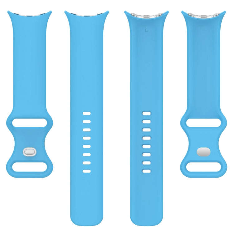 For Google Pixel Watch 2 Solid Color Silicone Watch Band, Size:L Size(Sky Blue)