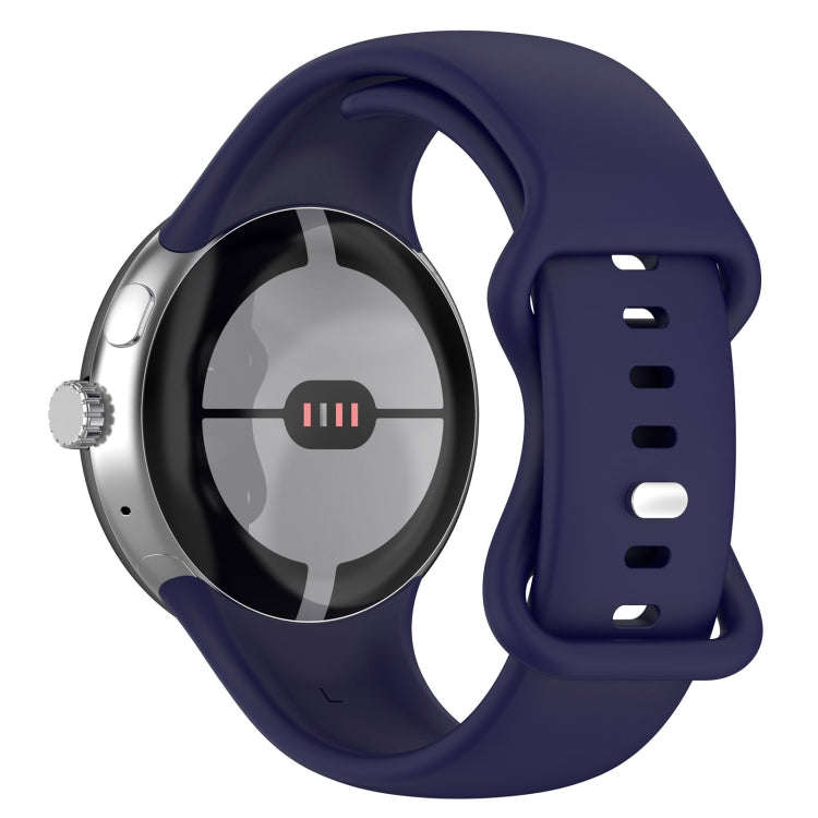 For Google Pixel Watch 2 Solid Color Silicone Watch Band, Size:L Size(Blue)