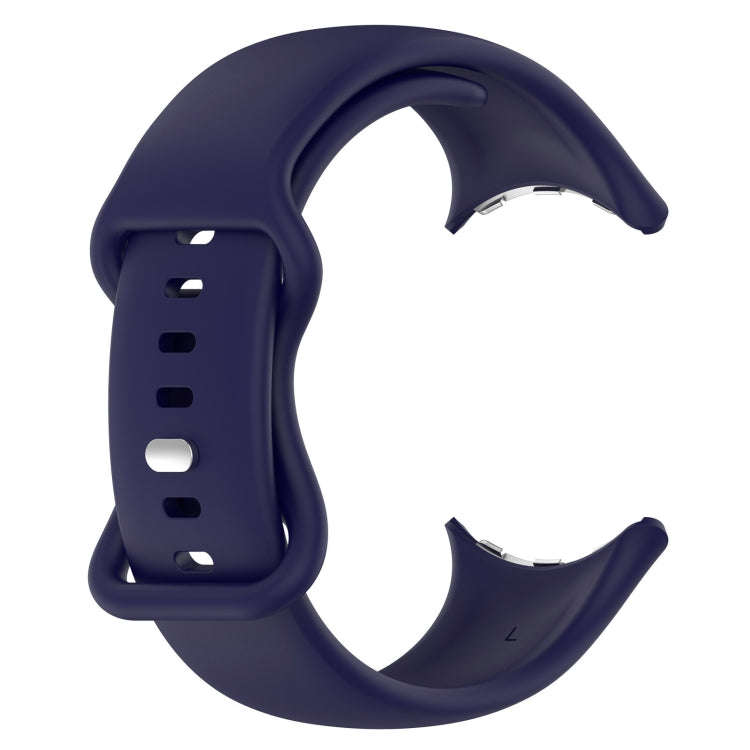For Google Pixel Watch 2 Solid Color Silicone Watch Band, Size:L Size(Blue)