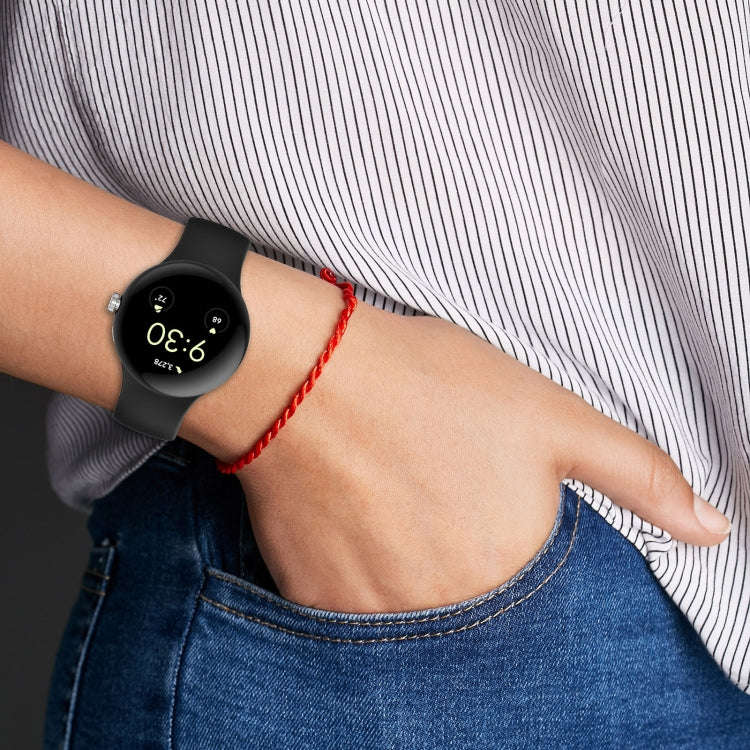For Google Pixel Watch 2 Solid Color Silicone Watch Band, Size:L Size(Grey)