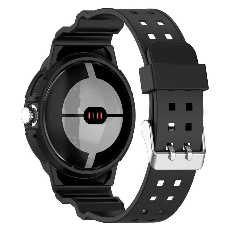 For Google Pixel Watch 2 Integrated Fully Enclosed Silicone Watch Band(Black)