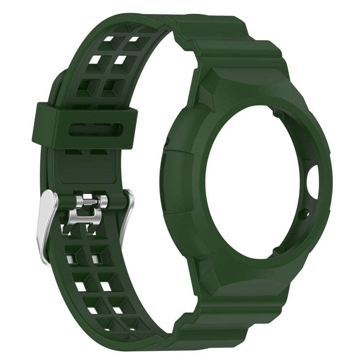 For Google Pixel Watch 2 Integrated Fully Enclosed Silicone Watch Band(Army Green)