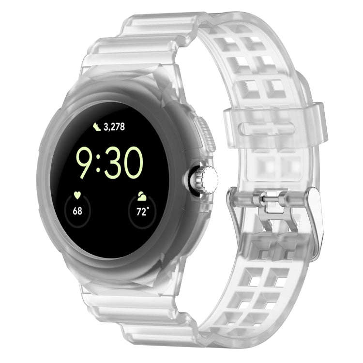 For Google Pixel Watch 2 Integrated Fully Enclosed Silicone Watch Band(Transparent)