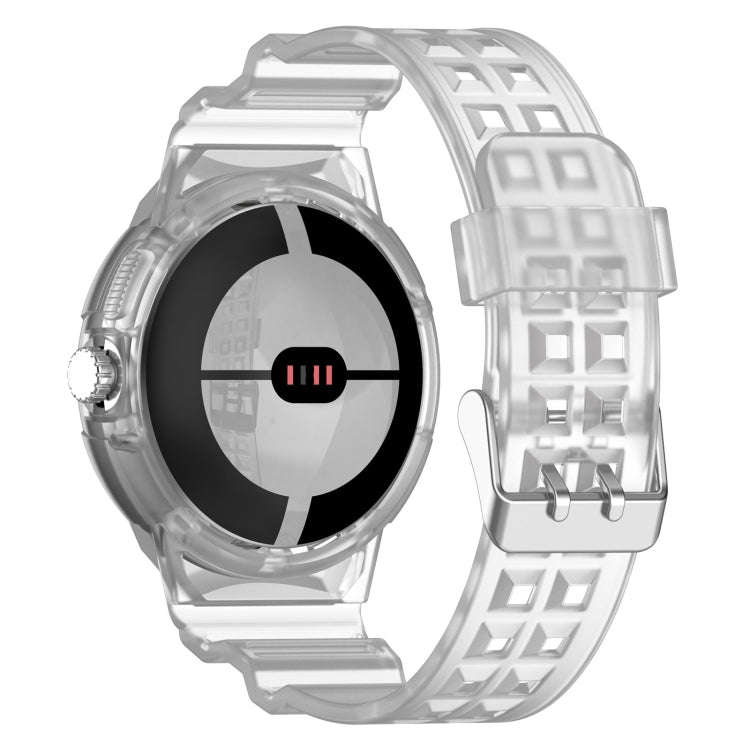 For Google Pixel Watch 2 Integrated Fully Enclosed Silicone Watch Band(Transparent)
