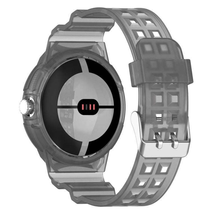 For Google Pixel Watch 2 Integrated Fully Enclosed Silicone Watch Band(Transparent Black)