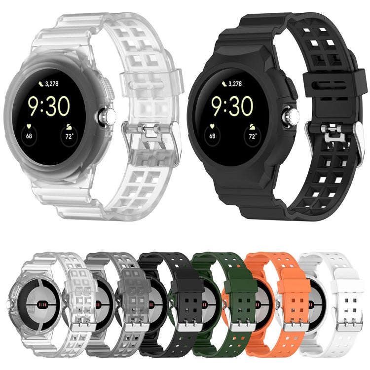 For Google Pixel Watch 2 Integrated Fully Enclosed Silicone Watch Band(Transparent)