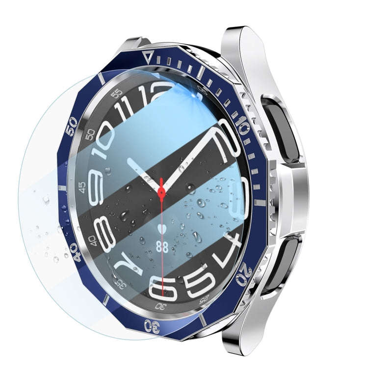 For Samsung Galaxy Watch6 Classic 47mm R960 Electroplate PC Case + Tempered Film + Watch Bezel Ri...
