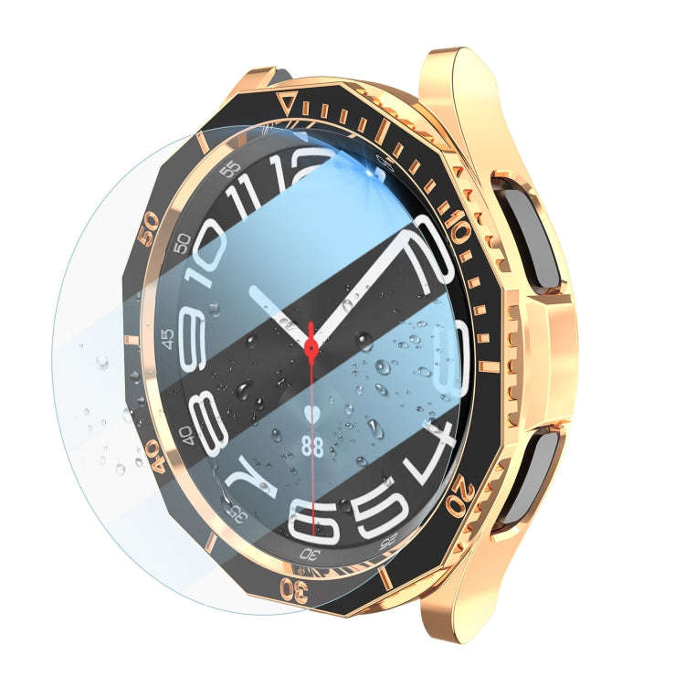 For Samsung Galaxy Watch6 Classic 43mm R950 Electroplate PC Case + Tempered Film + Watch Bezel Ri...