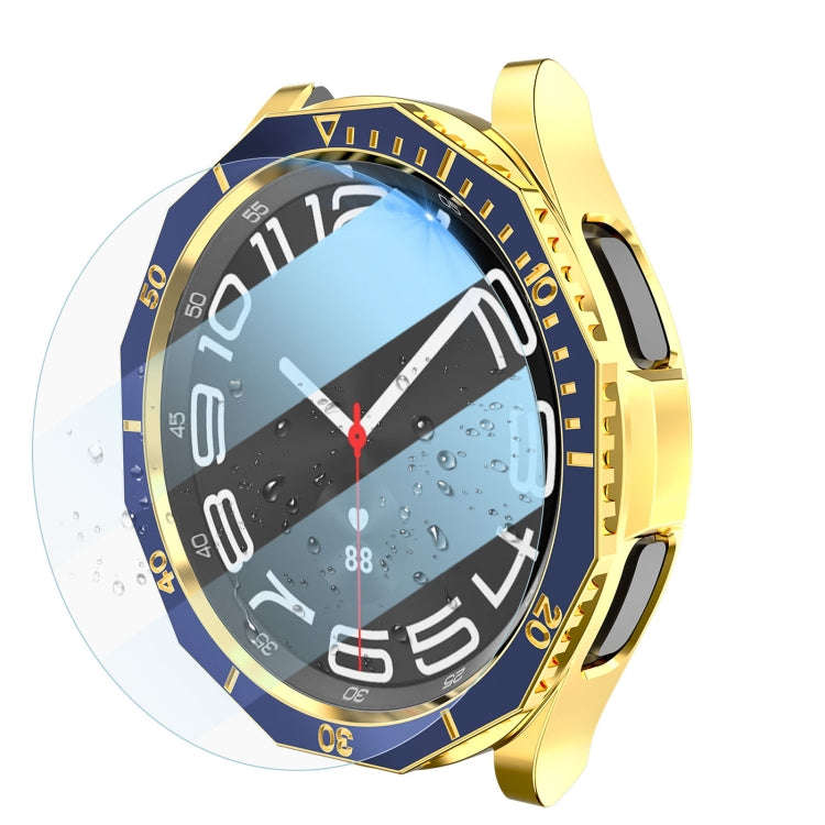 For Samsung Galaxy Watch6 Classic 43mm R950 Electroplate PC Case + Tempered Film + Watch Bezel Ri...