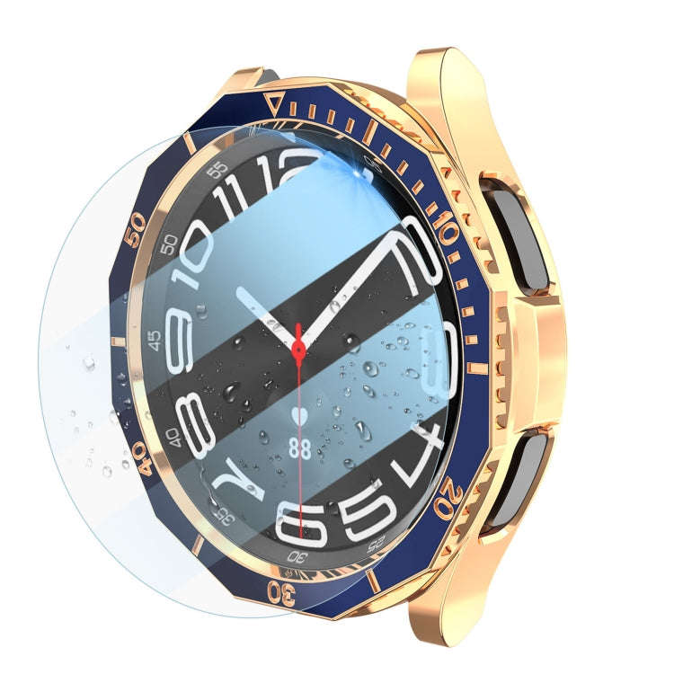 For Samsung Galaxy Watch6 Classic 43mm R950 Electroplate PC Case + Tempered Film + Watch Bezel Ri...