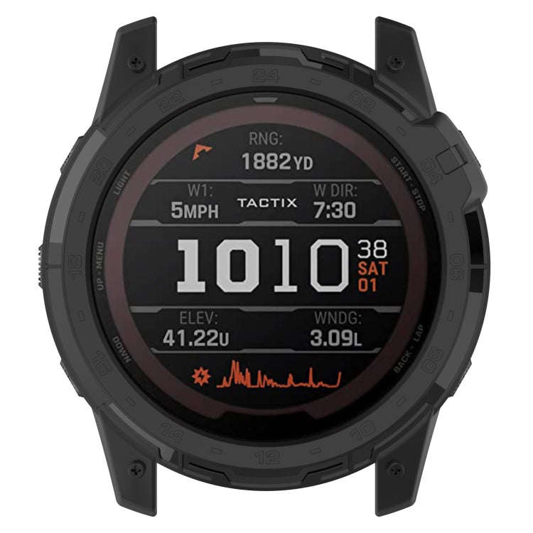 For Garmin Tactix 7 Amoled Armor Hollow TPU Watch Protective Case(Black)