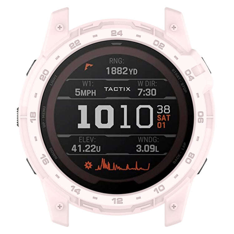 For Garmin Tactix 7 Amoled Armor Hollow TPU Watch Protective Case(Light Pink)