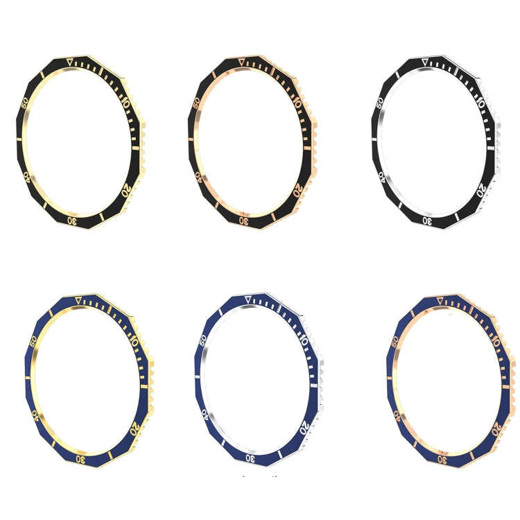 For Samsung Galaxy Watch6 Classic 43mm R950 Solid Color Watch Time Steel Bezel Ring(Blue+Gold)