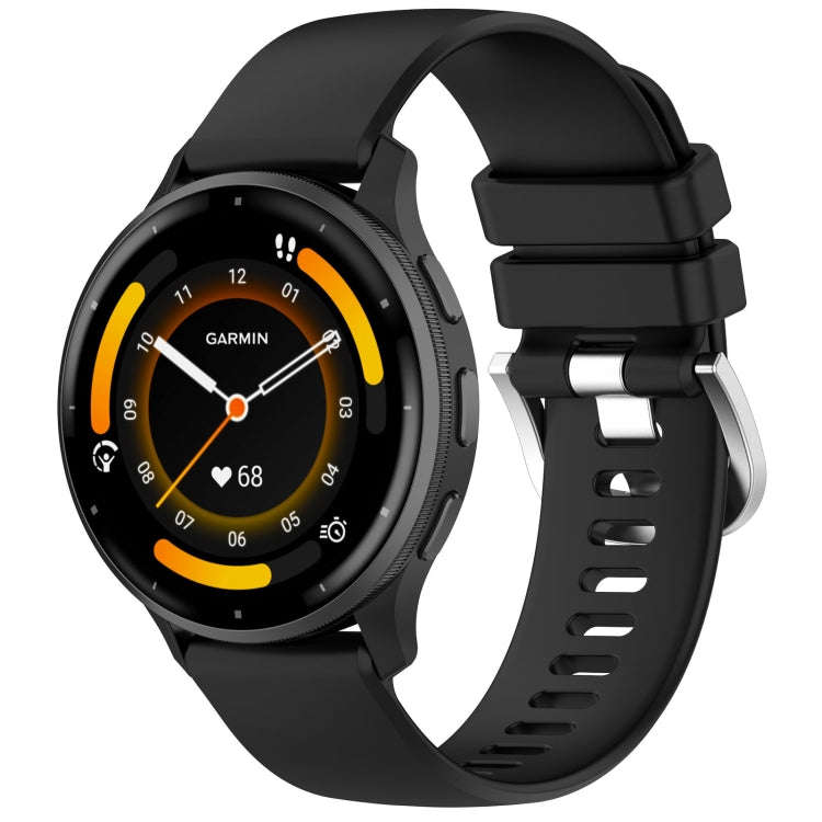 For Garmin Venu 3 Liquid Glossy Silver Buckle Silicone Watch Band(Black)
