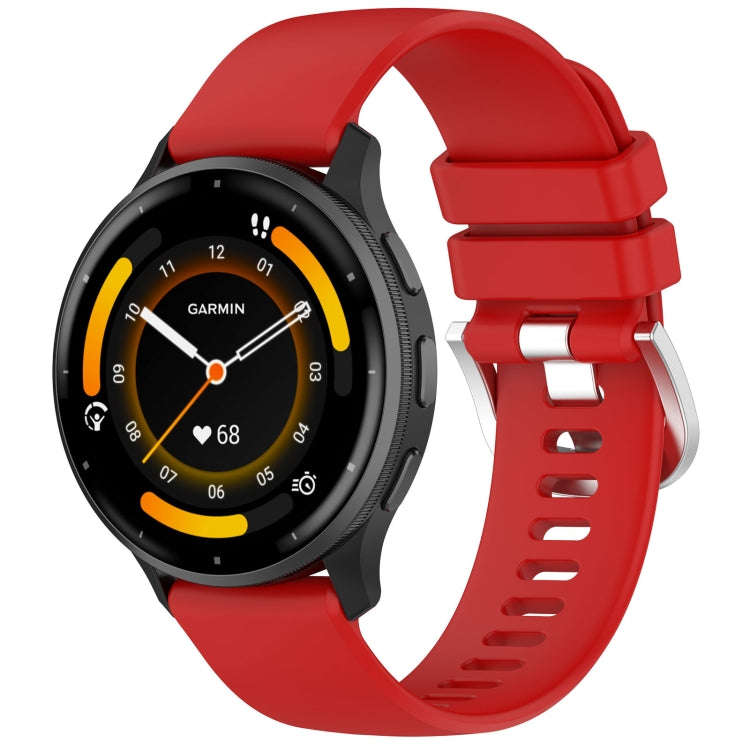 For Garmin Venu 3 Liquid Glossy Silver Buckle Silicone Watch Band(Red)
