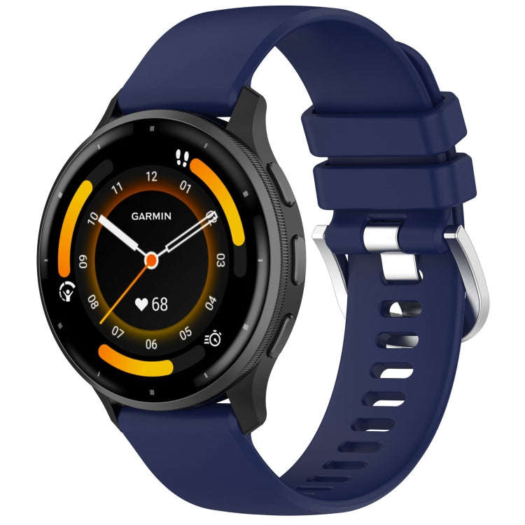For Garmin Venu 3 Liquid Glossy Silver Buckle Silicone Watch Band(Dark Blue)