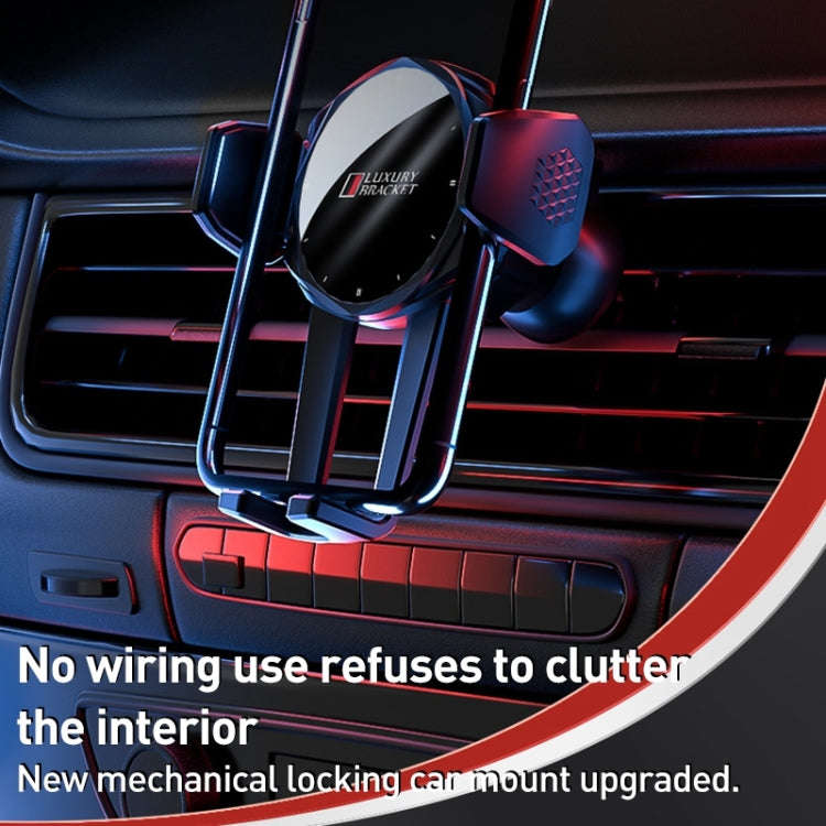 V70 Mechanical Lock Wireless Fast Charging Air Outlet Car Holder(Yellow)
