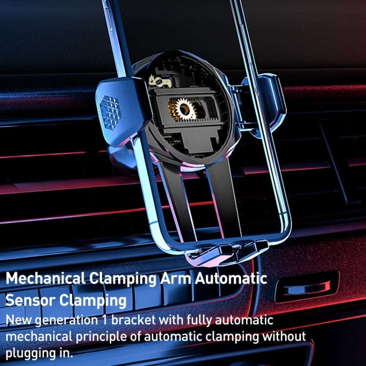 V70 Mechanical Lock Wireless Fast Charging Air Outlet Car Holder(Yellow)