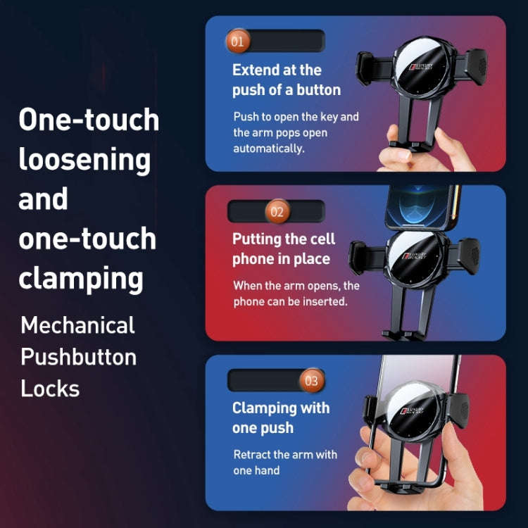 V70 Mechanical Lock Wireless Fast Charging Air Outlet Car Holder(Red)