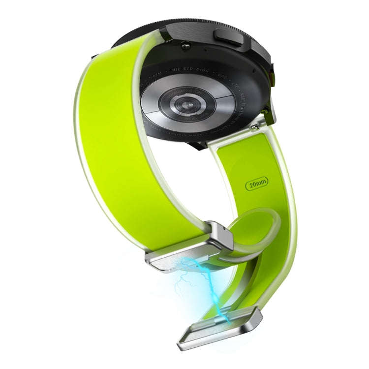 For Samsung Galaxy Watch6 / 5 / 4 Translucent Magnetic Silver Buckle Silicone Watch Band(Green)