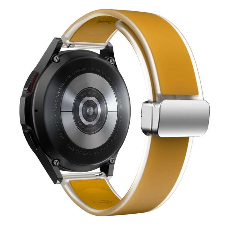 For Samsung Galaxy Watch6 / 5 / 4 Translucent Magnetic Silver Buckle Silicone Watch Band(Dark Yel...