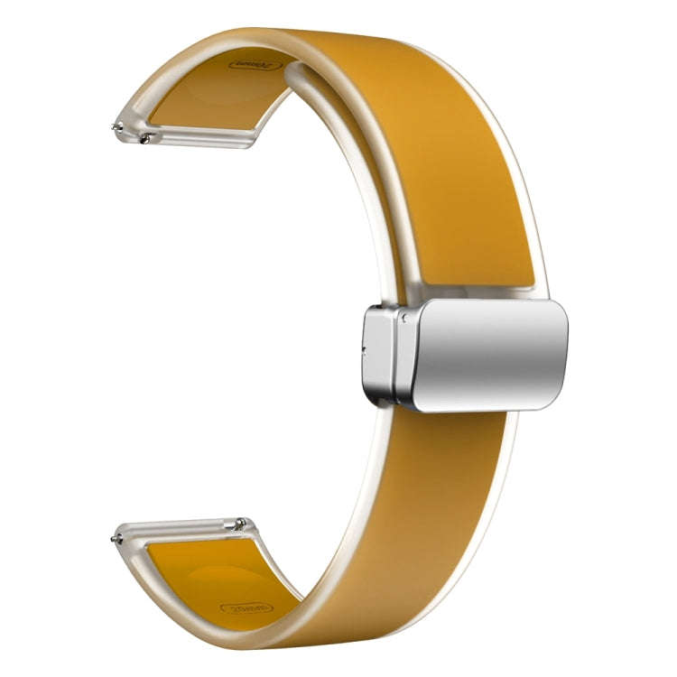 For Samsung Galaxy Watch6 / 5 / 4 Translucent Magnetic Silver Buckle Silicone Watch Band(Dark Yel...